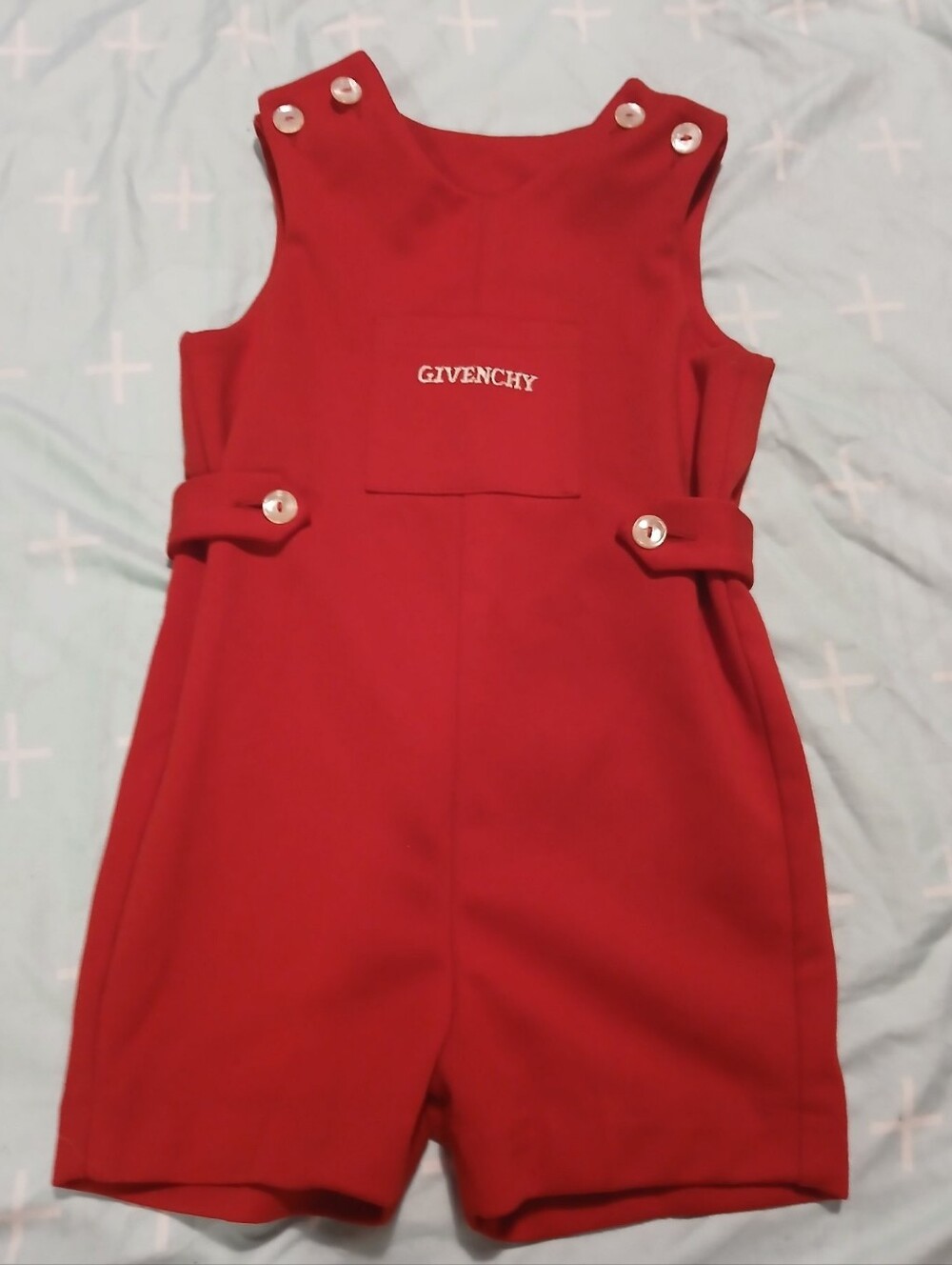 Givenchy By Imp Toddler Red Pinafore Shorts Romper